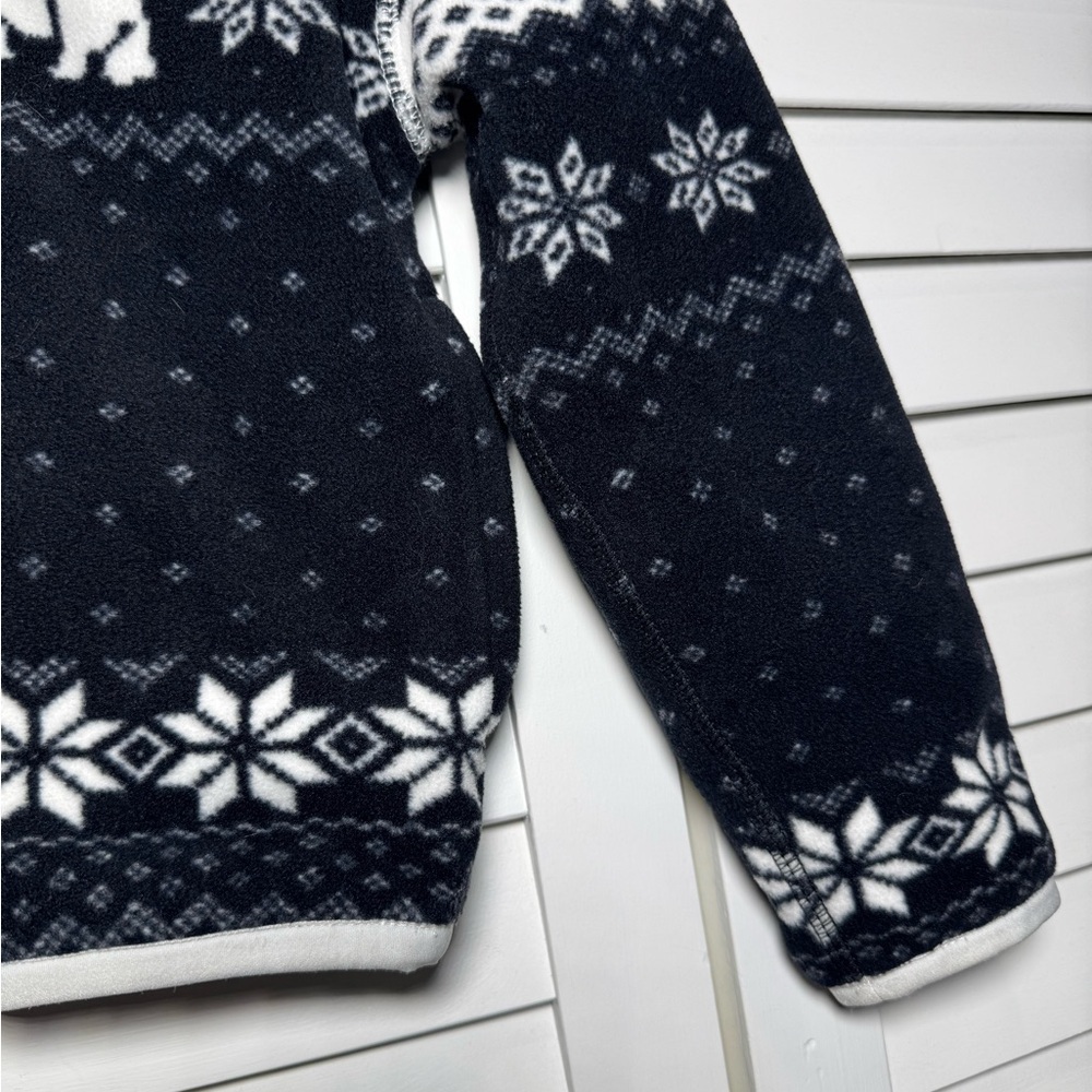 Polo Ralph Lauren Kids Black & White Fair Isle Patterned Fleece Pullover Size 5 - Picture 4 of 10